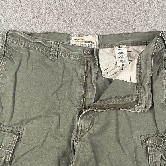 Levi Strauss Signature Cargo Shorts Men's W36 Green Cotton Work Hiking - Picture 2 of 7